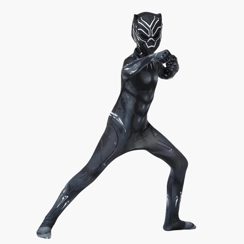 Costume du Héros Black Panther qui attaque d'un coup de poing