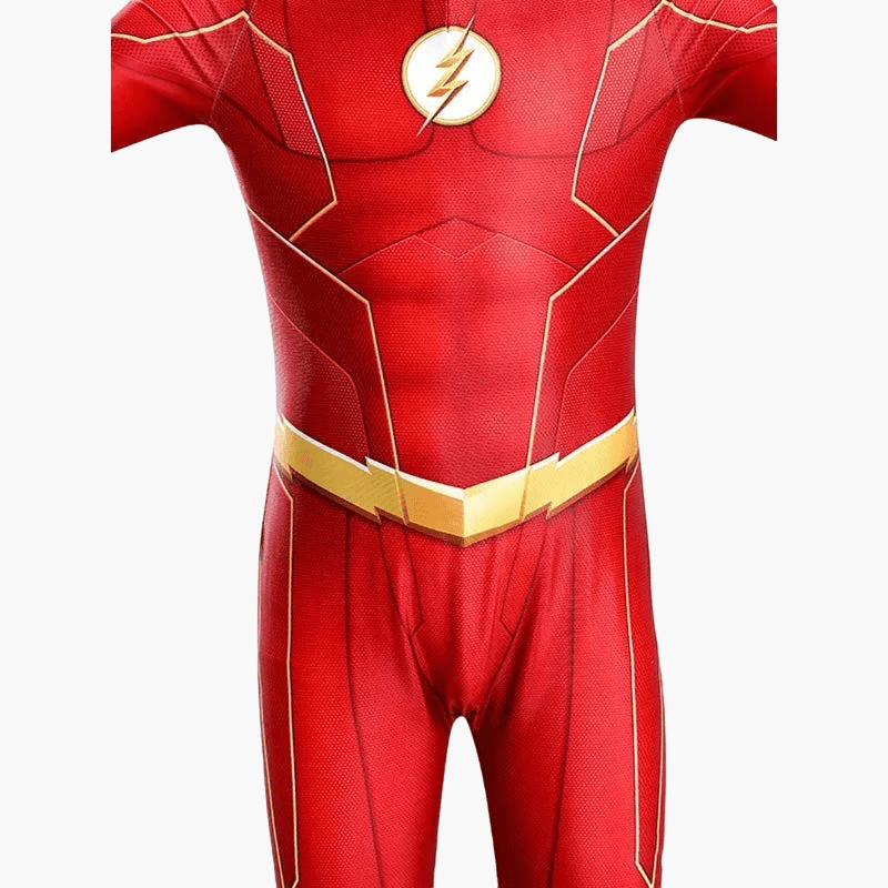 Costume de Flash enfant zoomé sur le ventre