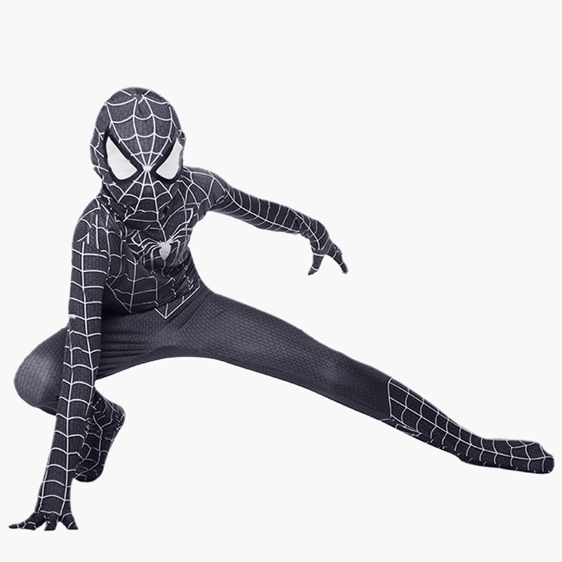 Costume de Spiderman Symbiote enfant pose au sol